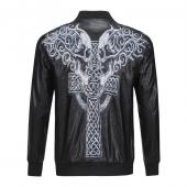 jacket philipp plein cuir noir double skull